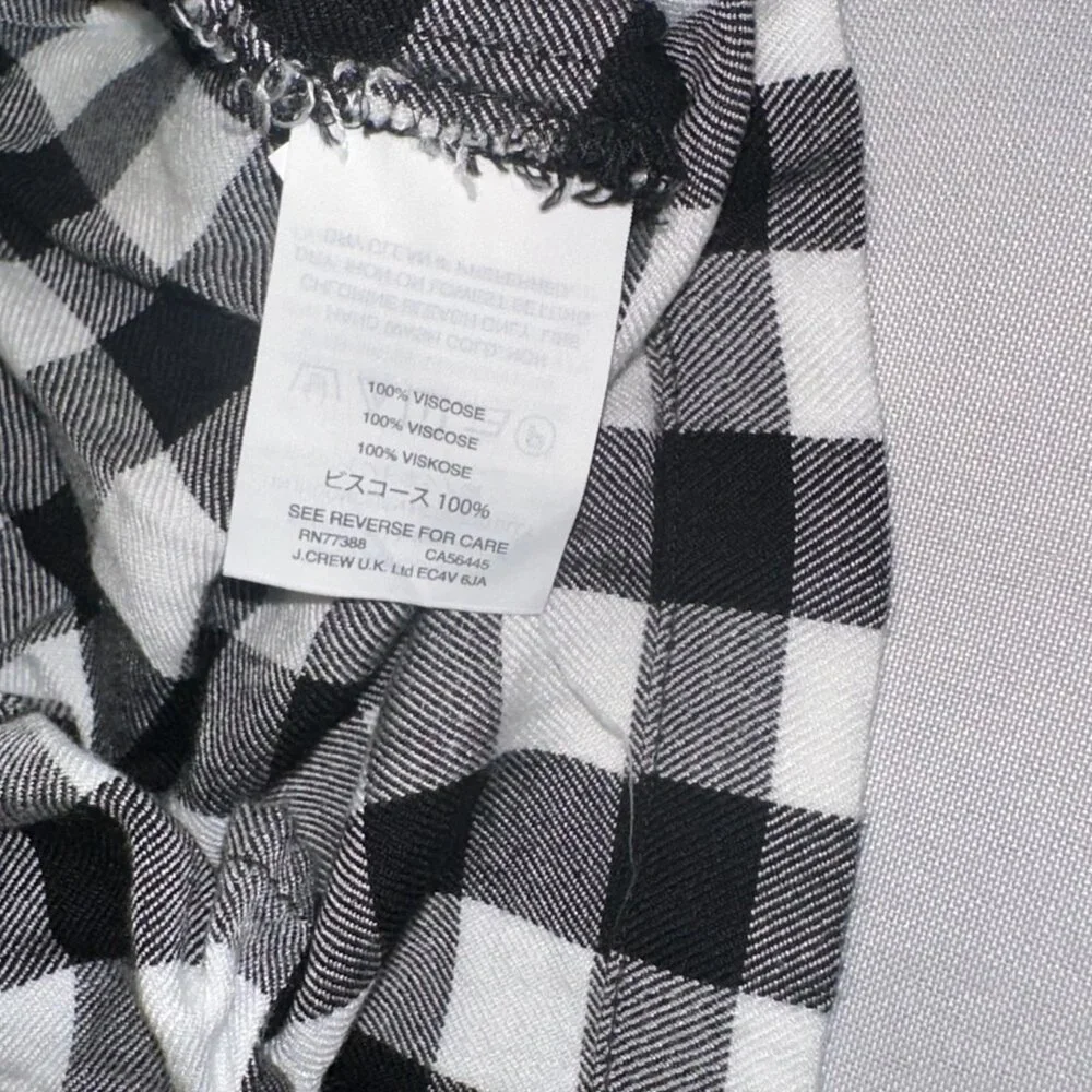 Madewell Buffalo Check black & White Button Back Tie Tee Blouse Medium - Picture 9 of 11